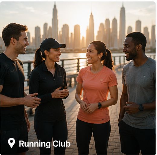 A running club by the Dubai skyline