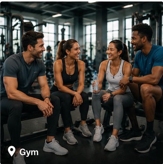 People connecting at the gym